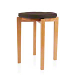 Gymnastics stool with wood seat and seat cushion with pleather case, set 2-pcs.