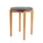Gymnastics stool with wood seat and seat cushion with pleather case, set 2-pcs.