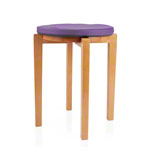 Gymnastics stool with wood seat and seat cushion with pleather case, set 2-pcs.