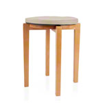Gymnastics stool with wood seat and seat cushion with pleather case, set 2-pcs.