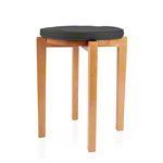 Gymnastics stool with wood seat and seat cushion with pleather case, set 2-pcs.