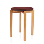 Gymnastics stool with wood seat and seat cushion with pleather case, set 2-pcs.