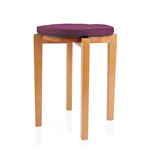Gymnastics stool with wood seat and seat cushion with pleather case, set 2-pcs.