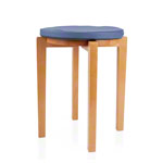 Gymnastics stool with wood seat and seat cushion with pleather case, set 2-pcs.