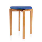 Gymnastics stool with wood seat and seat cushion with pleather case, set 2-pcs.