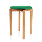 Gymnastics stool with wood seat and seat cushion with pleather case, set 2-pcs.