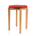 Gymnastics stool with wood seat and seat cushion with pleather case, set 2-pcs.