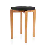 Gymnastics stool with wood seat and seat cushion with pleather case, set 2-pcs.
