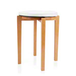Gymnastics stool with wood seat and seat cushion with pleather case, set 2-pcs.