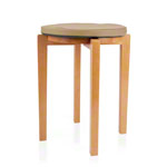 Gymnastics stool with wood seat and seat cushion with pleather case, set 2-pcs.