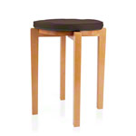 Gymnastics stool with wood seat and seat cushion with pleather case, set 2-pcs.