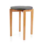 Gymnastics stool with wood seat and seat cushion with pleather case, set 2-pcs.