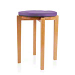 Gymnastics stool with wood seat and seat cushion with pleather case, set 2-pcs.