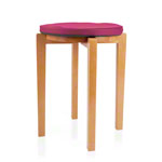 Gymnastics stool with wood seat and seat cushion with pleather case, set 2-pcs.
