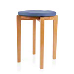 Gymnastics stool with wood seat and seat cushion with pleather case, set 2-pcs.