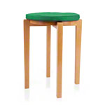 Gymnastics stool with wood seat and seat cushion with pleather case, set 2-pcs.