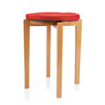 Gymnastics stool with wood seat and seat cushion with pleather case, set 2-pcs.