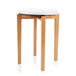 Gymnastics stool with wood seat and seat cushion with pleather case, set 2-pcs.