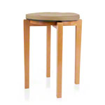 Gymnastics stool with wood seat and seat cushion with pleather case, set 2-pcs.
