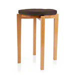 Gymnastics stool with wood seat and seat cushion with pleather case, set 2-pcs.