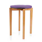 Gymnastics stool with wood seat and seat cushion with pleather case, set 2-pcs.