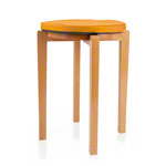 Gymnastics stool with wood seat and seat cushion with pleather case, set 2-pcs.