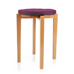 Gymnastics stool with wood seat and seat cushion with pleather case, set 2-pcs.