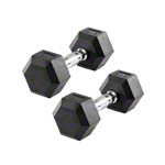 Hex rubber compact dumbbell, 6 kg, piece