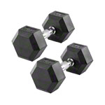 Hex rubber compact dumbbell, 9 kg, piece