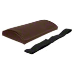 Lumbar cushion with imitation leather cover and strap, 33x21x6 cm