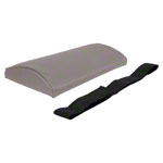 Lumbar cushion with imitation leather cover and strap, 33x21x6 cm