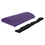 Lumbar cushion with imitation leather cover and strap, 33x21x6 cm