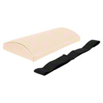 Lumbar cushion with imitation leather cover and strap, 33x21x6 cm