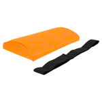Lumbar cushion with imitation leather cover and strap, 33x21x6 cm