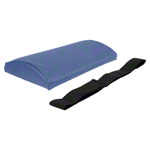 Lumbar cushion with imitation leather cover and strap, 33x21x6 cm