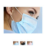 Medical disposable face mask with elastic band and nose clip, 50 pieces, blue