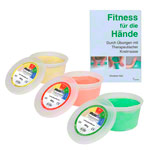 Physioflex Therapy Clay, set: 450 g, soft, medium, strong, incl. Book