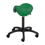 Saddle stool with cushion, standard with wheels