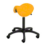 Saddle stool with cushion, standard with wheels