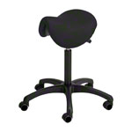 Saddle stool with cushion, standard with wheels