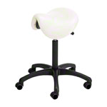 Saddle stool with cushion, standard with wheels