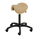 Saddle stool with cushion, standard with wheels