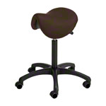 Saddle stool with cushion, standard with wheels