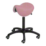 Saddle stool with cushion, standard with wheels