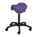 Saddle stool with cushion, standard with wheels
