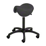Saddle stool with cushion, standard with wheels