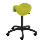 Saddle stool with cushion, standard with wheels