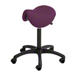 Saddle stool with cushion, standard with wheels