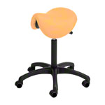 Saddle stool with cushion, standard with wheels