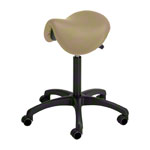 Saddle stool with cushion, standard with wheels